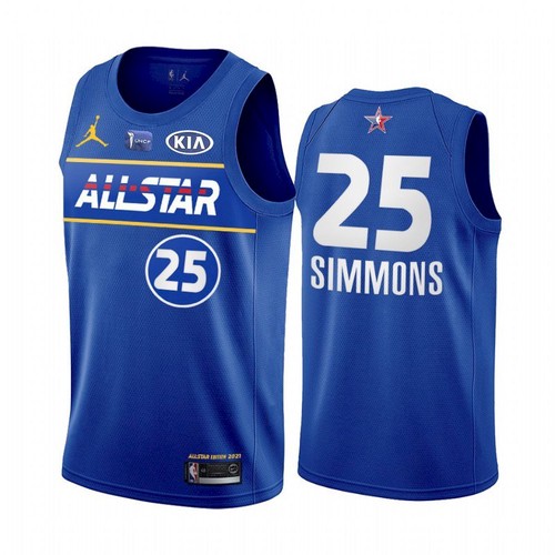 Men's 2021 All-Star #25 Ben Simmons Blue NBA Eastern Conference Stitched Jersey Men's 2021 All-Star #25 Ben Simmons Blue NBA Eastern Conference Stitched Jersey